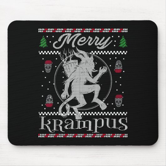 Merry Krampus Christmas Xmas Horror Ugly Sweater E Mousepad (Vorne)