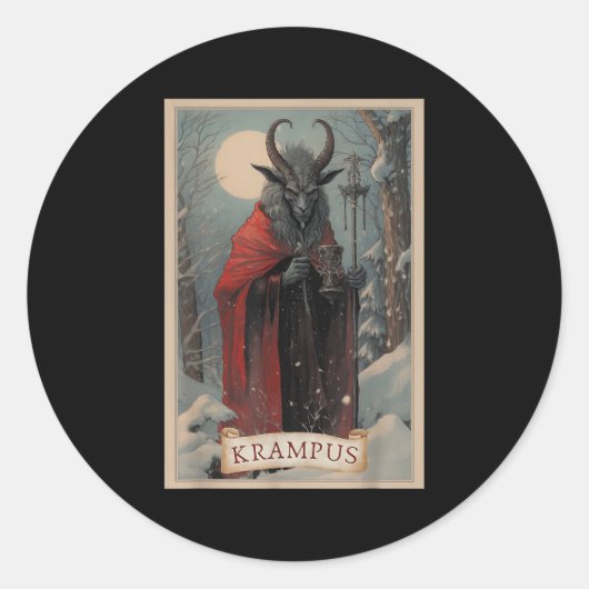 Merry Krampus Christmas Xmas Horror Ugly Sweater E Runder Aufkleber (Vorderseite)