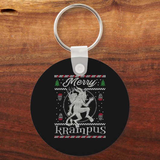 Merry Krampus Christmas Xmas Horror Ugly Sweater E Schlüsselanhänger (Vorderseite)