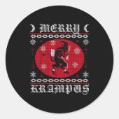 Merry Krampus. Goth Christmas Ugly Sweater. Krampu Runder Aufkleber (Vorderseite)