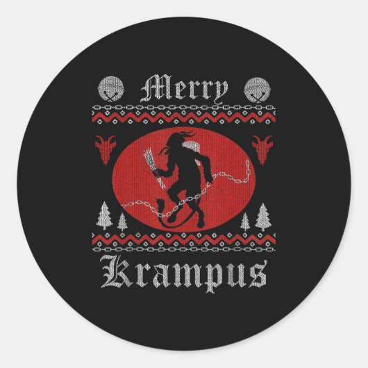 Merry Krampus Horror Christmas Shirt Evil Pajama E Runder Aufkleber (Vorderseite)