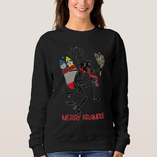 Merry Krampus Horror Krampus Devil Caught Naughty Sweatshirt (Vorderseite)