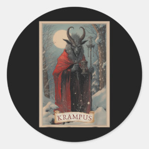 Merry Krampus Horror Weihnachten Ugly Sweater Evil Runder Aufkleber
