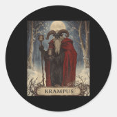 Merry Krampus Pajama Funny Christmas Horror Ugly S Runder Aufkleber (Vorderseite)