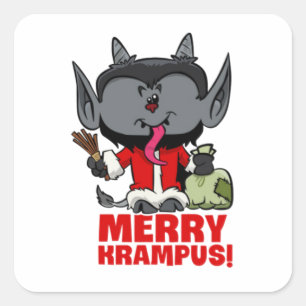 MERRY KRAMPUS QUADRATISCHER AUFKLEBER