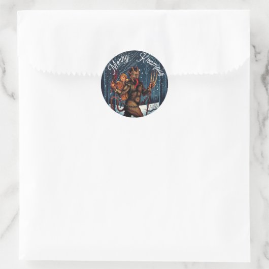 Merry Krampus Runder Aufkleber (Tasche)