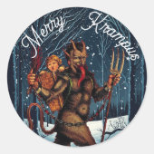 Merry Krampus Runder Aufkleber (Vorderseite)