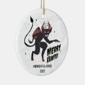 Merry Krampus Typografie Weihnachten Keramik Ornament (Rechts)