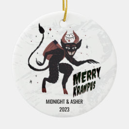 Merry Krampus Typografie Weihnachten Keramik Ornament
