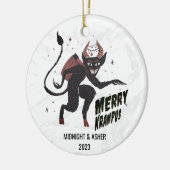 Merry Krampus Typografie Weihnachten Keramik Ornament (Links)