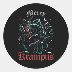 Merry Krampus Weihnachts Weihnachts-Horror Ugly Ev Runder Aufkleber