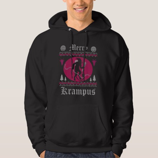 Merry Krampus Weihnachts Xmas Horror Ugly Sweater Hoodie (Vorderseite)