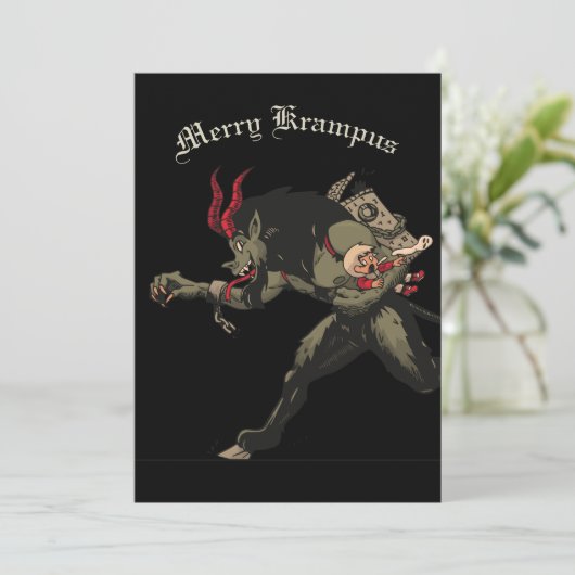Merry Krampus Weihnachtskarte Feiertagskarte (Stehend Vorderseite)