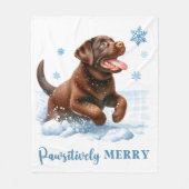Merry Labrador Retriever Puppy Dodge Weihnachten Fleecedecke (Vorderseite)