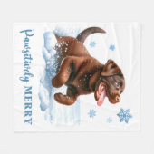 Merry Labrador Retriever Puppy Dodge Weihnachten Fleecedecke (Vorderseite (Horizontal))
