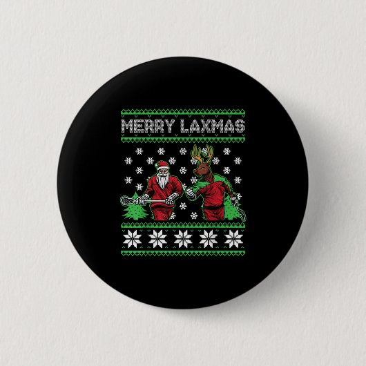 Merry Laxmas Funny Christmas Lacrosse Player Holid Button (Vorderseite)
