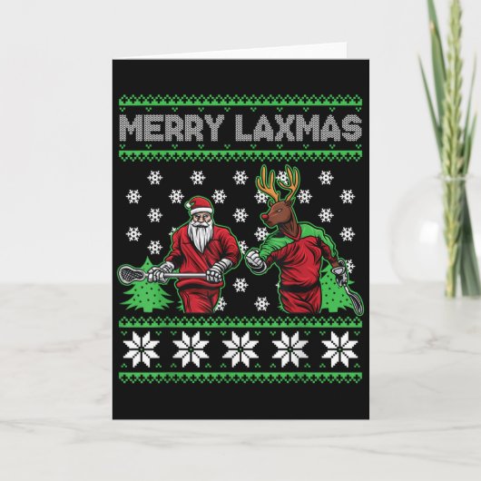 Merry Laxmas Funny Christmas Lacrosse Player Holid Karte (Vorderseite)