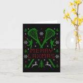 Merry Laxmas Funny Lacrosse Ugly Christmas Sweater Karte (Gelbe Blume)