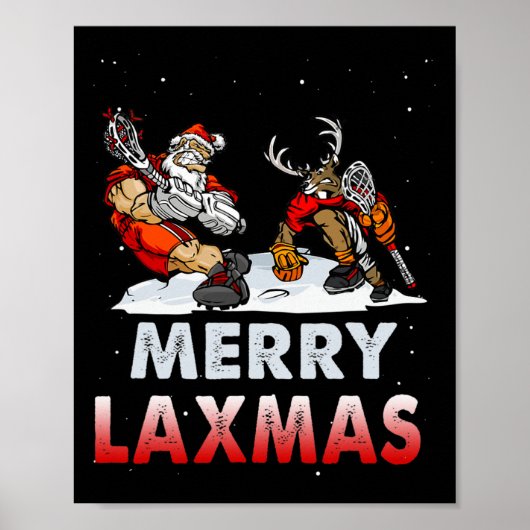 Merry Laxmas-hässliche Weihnachtslacrosse Santa Re Poster (Vorne)