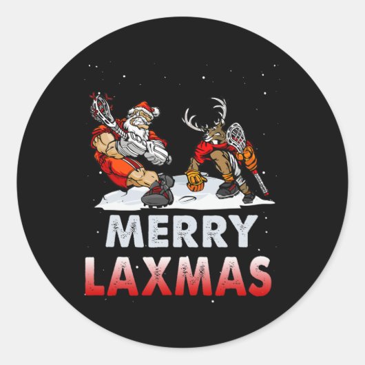 Merry Laxmas-hässliche Weihnachtslacrosse Santa Re Runder Aufkleber (Vorderseite)