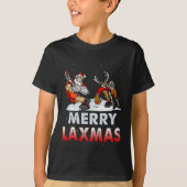 Merry Laxmas-hässliche Weihnachtslacrosse Santa Re T-Shirt (Vorderseite)