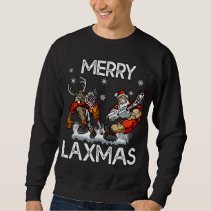 Merry LAXMAS Ugly Christmas Lacrosse Santa Reindee Sweatshirt