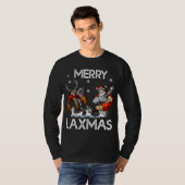 Merry LAXMAS Ugly Christmas Lacrosse Santa Reindee T-Shirt (Vorne ganz)