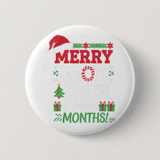 Merry Leon Day Weihnachten Ckwards Funny Christmas Button (Vorderseite)