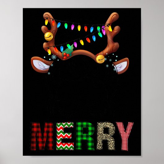 Merry Leopard Pajama Women Messy Bun Reindeer Chri Poster (Vorne)
