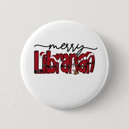Merry Librarian Christmas Book Lover Library Button (Vorderseite)