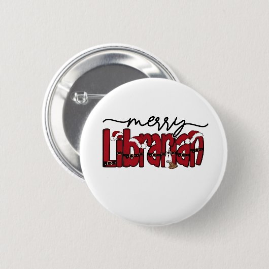 Merry Librarian Christmas Book Lover Library Button (Vorne & Hinten)