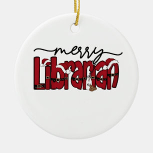 Merry Librarian Christmas Book Lover Library Keramik Ornament