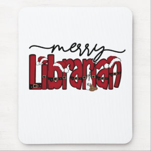 Merry Librarian Christmas Book Lover Library Mousepad