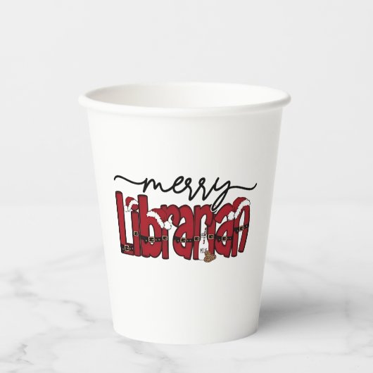 Merry Librarian Christmas Book Lover Library Pappbecher (Vorderseite)