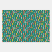 MERRY LIEBE JOY | FARBENE WEIHNACHTSMITTEL GESCHENKPAPIER SET (Vorderseite 3)