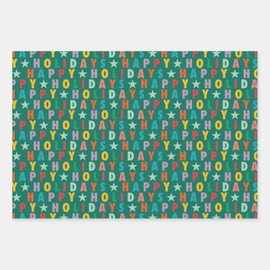 MERRY LIEBE JOY | FARBENE WEIHNACHTSMITTEL GESCHENKPAPIER SET (Vorderseite 3)