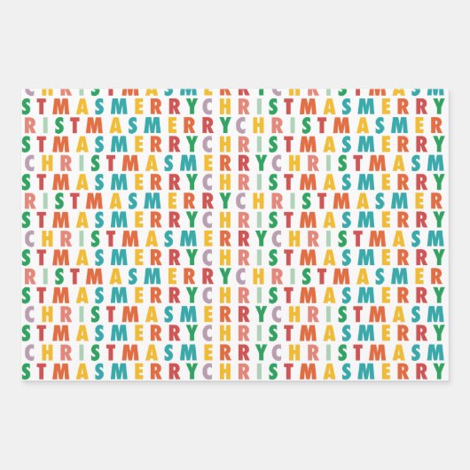 MERRY LIEBE JOY | FARBENE WEIHNACHTSMITTEL GESCHENKPAPIER SET (Vorderseite 2)