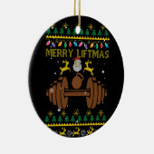 Merry Liftmas Fitness Weightlift Bodybuilder Keramik Ornament (Rechts)