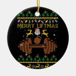 Merry Liftmas Fitness Weightlift Bodybuilder Keramik Ornament