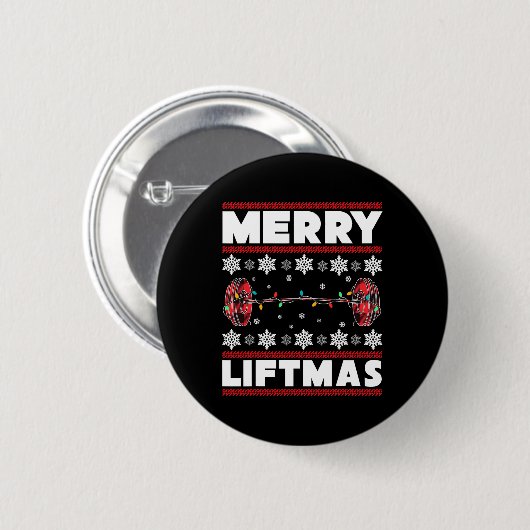 Merry Liftmas Fun Christmas Gym Workout Fitness Gi Button (Vorne & Hinten)
