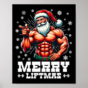 Merry Liftmas Funny Christmas Bodybuilder Gym Poster