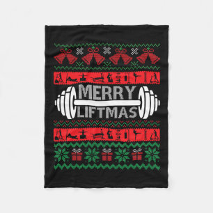 Merry Liftmas Funny Christmas Gym Fleecedecke