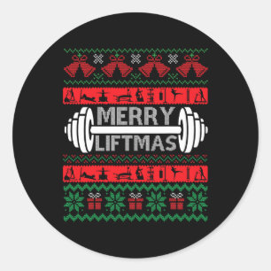 Merry Liftmas Funny Christmas Gym Runder Aufkleber