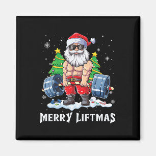 Merry Liftmas Funny Santa Claus Gym Fitness Weight Magnet