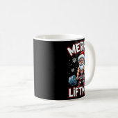 Merry Liftmas Funny Santa Claus Workout Gym Fitnes Kaffeetasse (VorderseiteRechts)