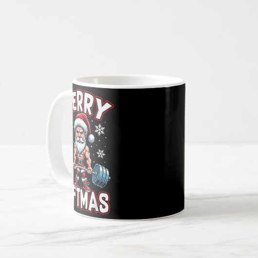 Merry Liftmas Funny Santa Claus Workout Gym Fitnes Kaffeetasse (Vorderseite Links)