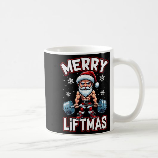 Merry Liftmas Funny Santa Claus Workout Gym Fitnes Kaffeetasse (Rechts)