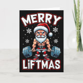 Merry Liftmas Funny Santa Claus Workout Gym Fitnes Karte (Vorderseite)