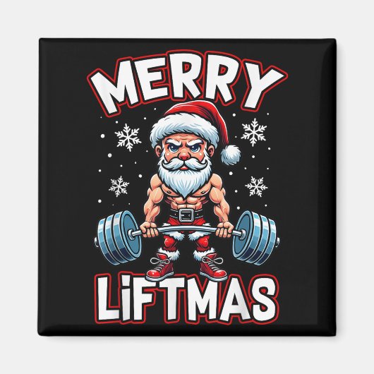 Merry Liftmas Funny Santa Claus Workout Gym Fitnes Magnet (Vorne)