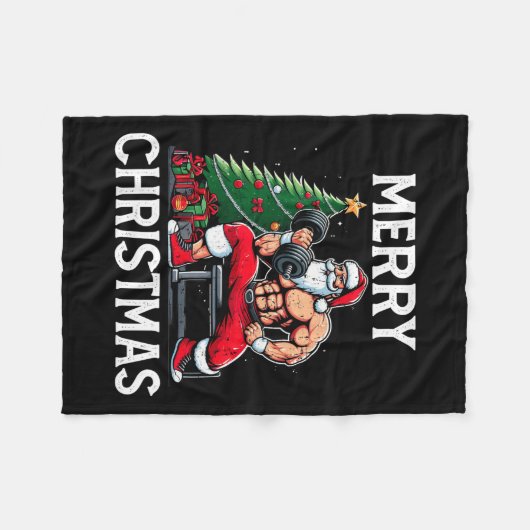 Merry Liftmas Funny Santa Xmas Gym Bodybuilding Ch Fleecedecke (Vorderseite (Horizontal))